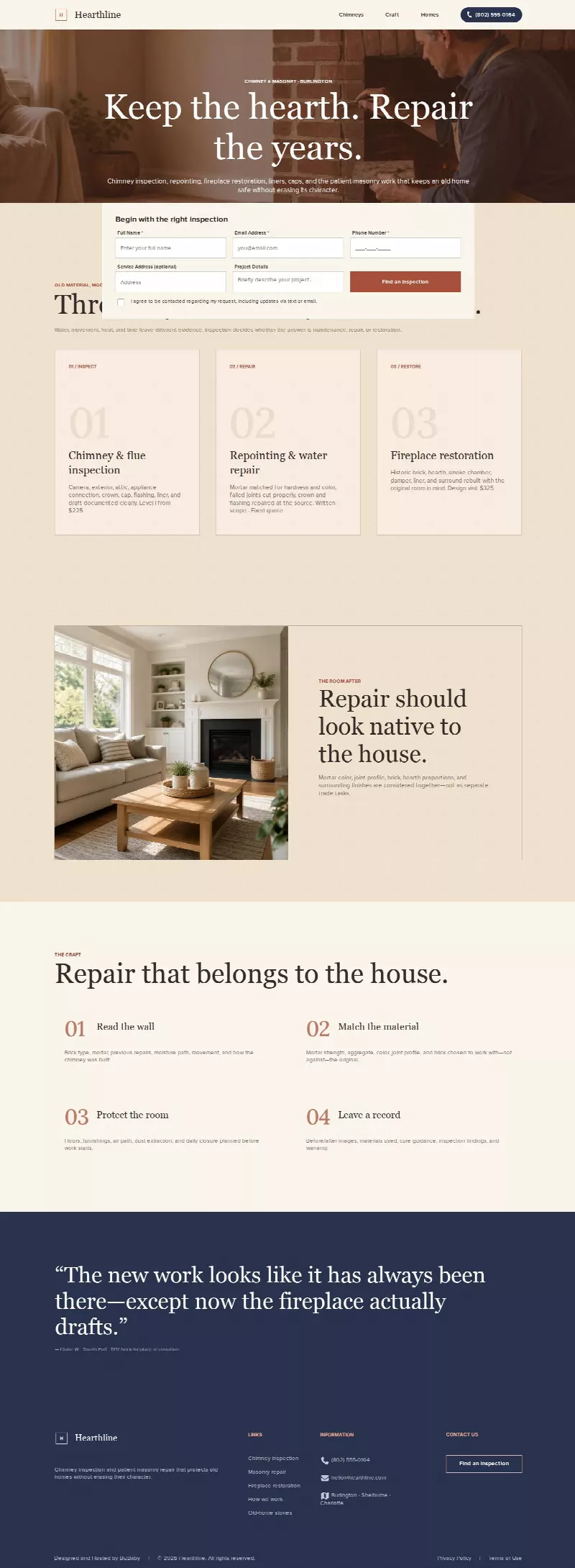 Hearthline Chimney & Masonry - Warm Artisan look