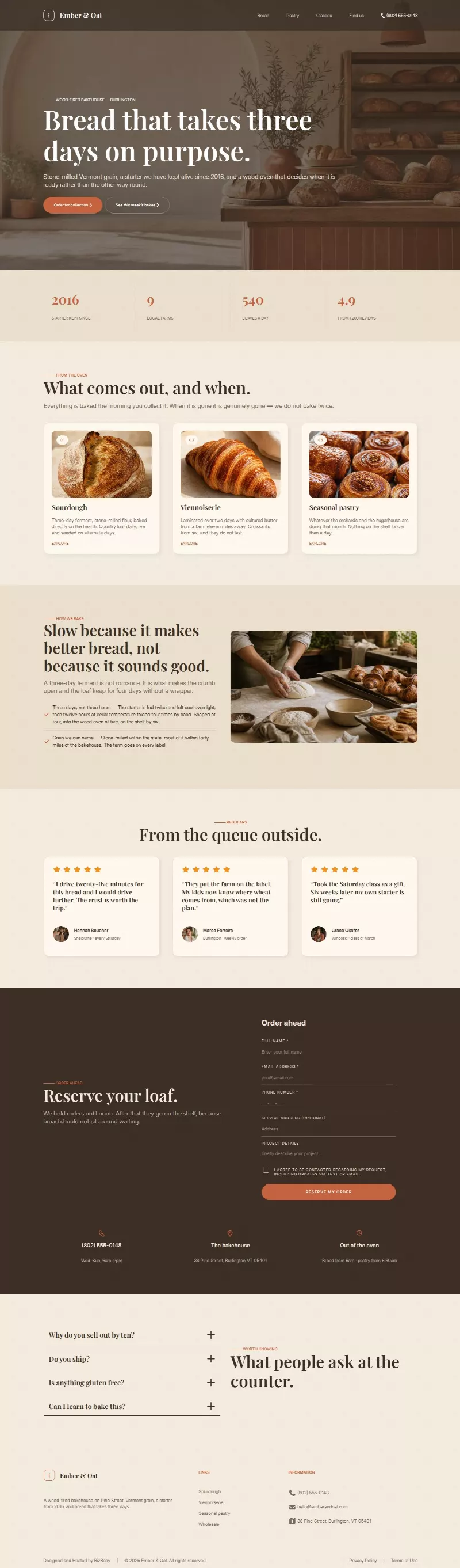 Ember & Oat Bakehouse - Warm Artisan look