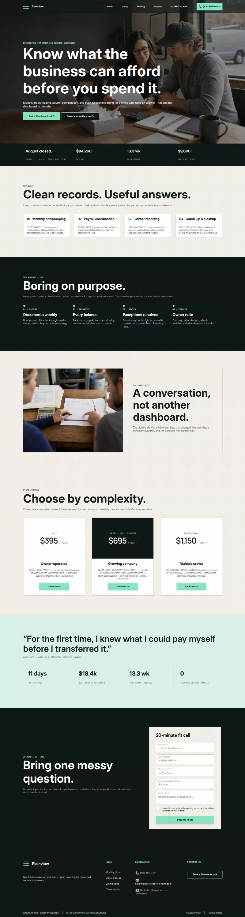 Plainview Bookkeeping - Modern Minimal look