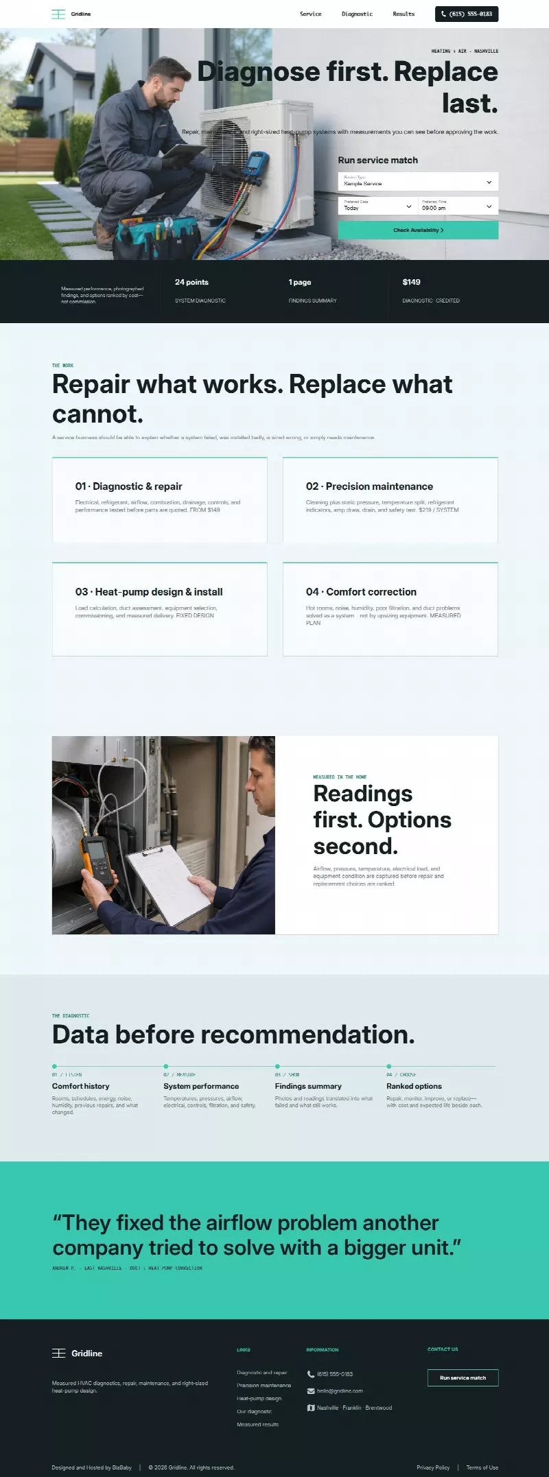 Gridline Heating & Air - Modern Minimal look