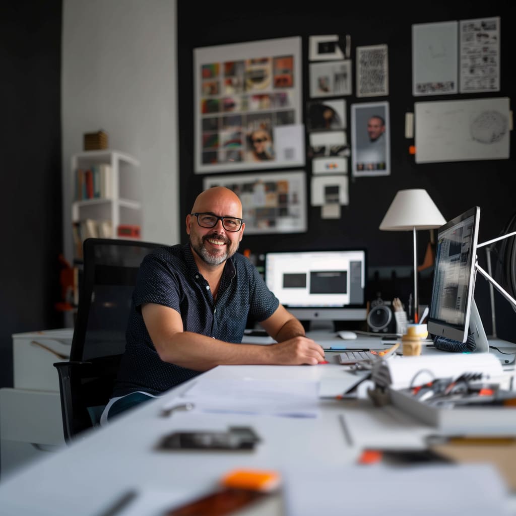 A web agency owner in his studio